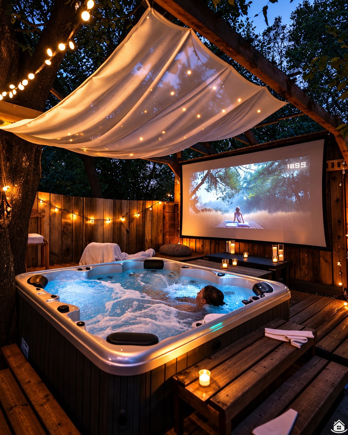 Jacuzzi sotto le stelle — atmosfera serale